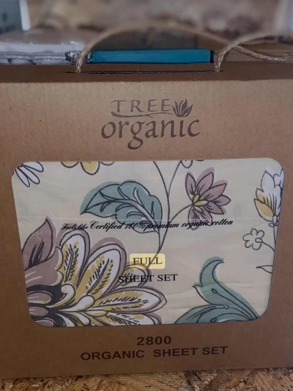Tree Organic Full Sheet Set - Floral Cream Green Yellow